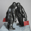 ..Now and Then<br>Bronze and Steel<br>66 x 30 x 30 inches